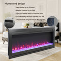 44 Inch In Wall Recessed Electric Fireplace With Remote And Multi Color Flame & Emberbed, Led Light Heater Powder Coated Electric Antique Black Vent Free Yes Insert Tempered Glass Sheet Metal