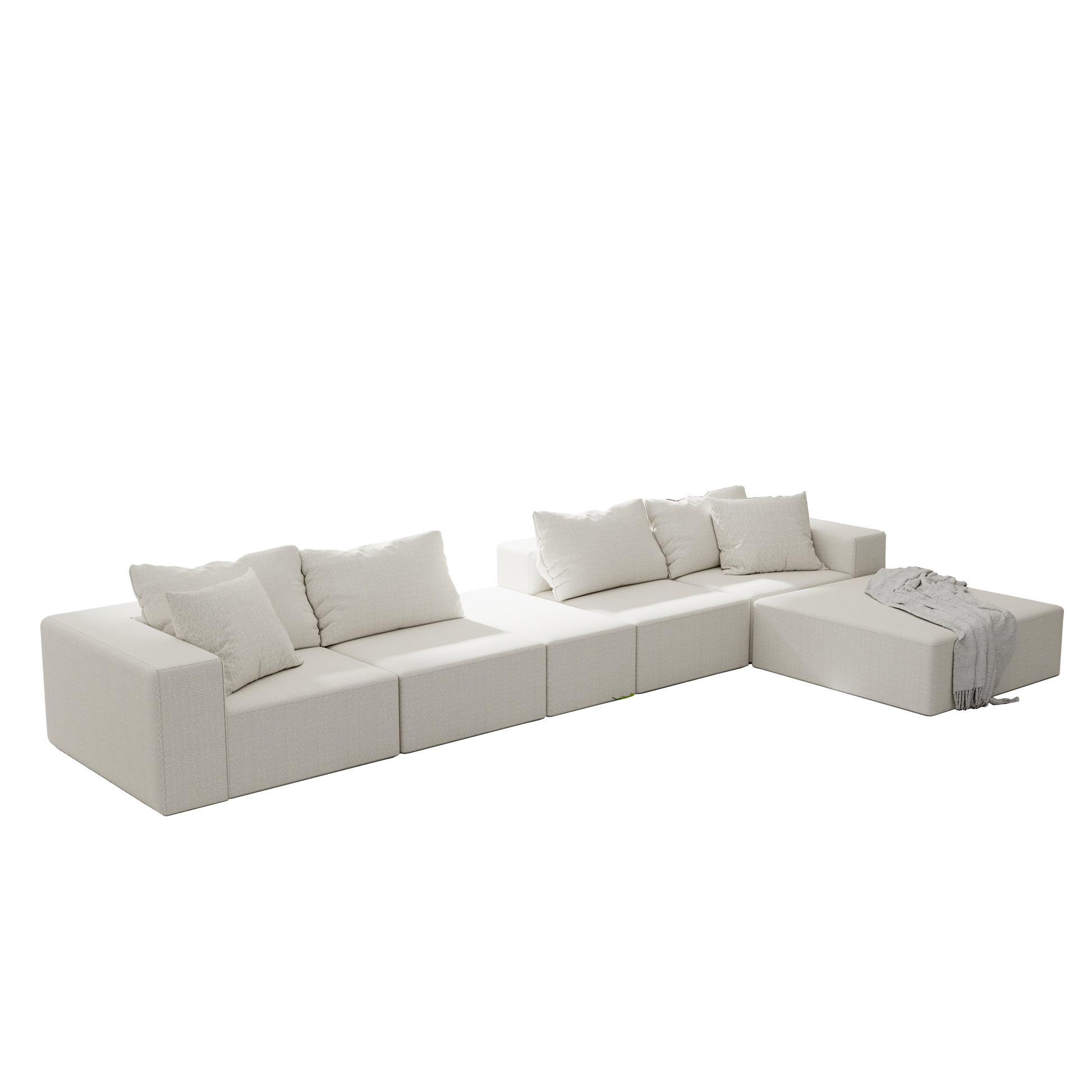 Modern Upholstered Sectional Sofa Couch Set,Modular 132" L Shaped Sectional Living Room Sofa Set With 6 Pillows,Free Combination Sofa Couch For Living Room,Bedroom Beige Foam Chenille 6 Seat