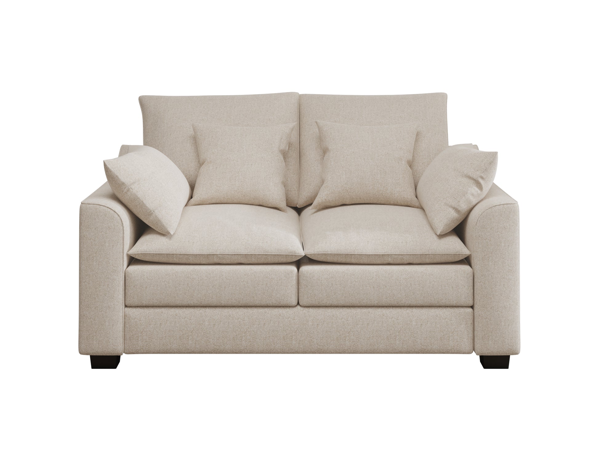 55" Loveseat Couch 2 Seater Sofa With Pillows Polyester Upholstery Down Filled Cushion Sofa For Living Room Apartment,Beige Beige Polyester Wood Primary Living Space Soft Cushion Back Foam Polyester 2 Seat