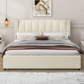 King Size Upholstery Platform Bed With Storage Headboard, 2 Drawers And Trundle,Beige King Beige Upholstered