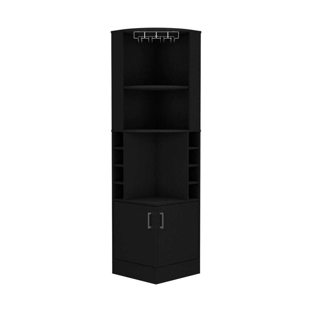 Corner Bar Cabinet Atanasio, Living Room, Black Black Particle Board Particle Board