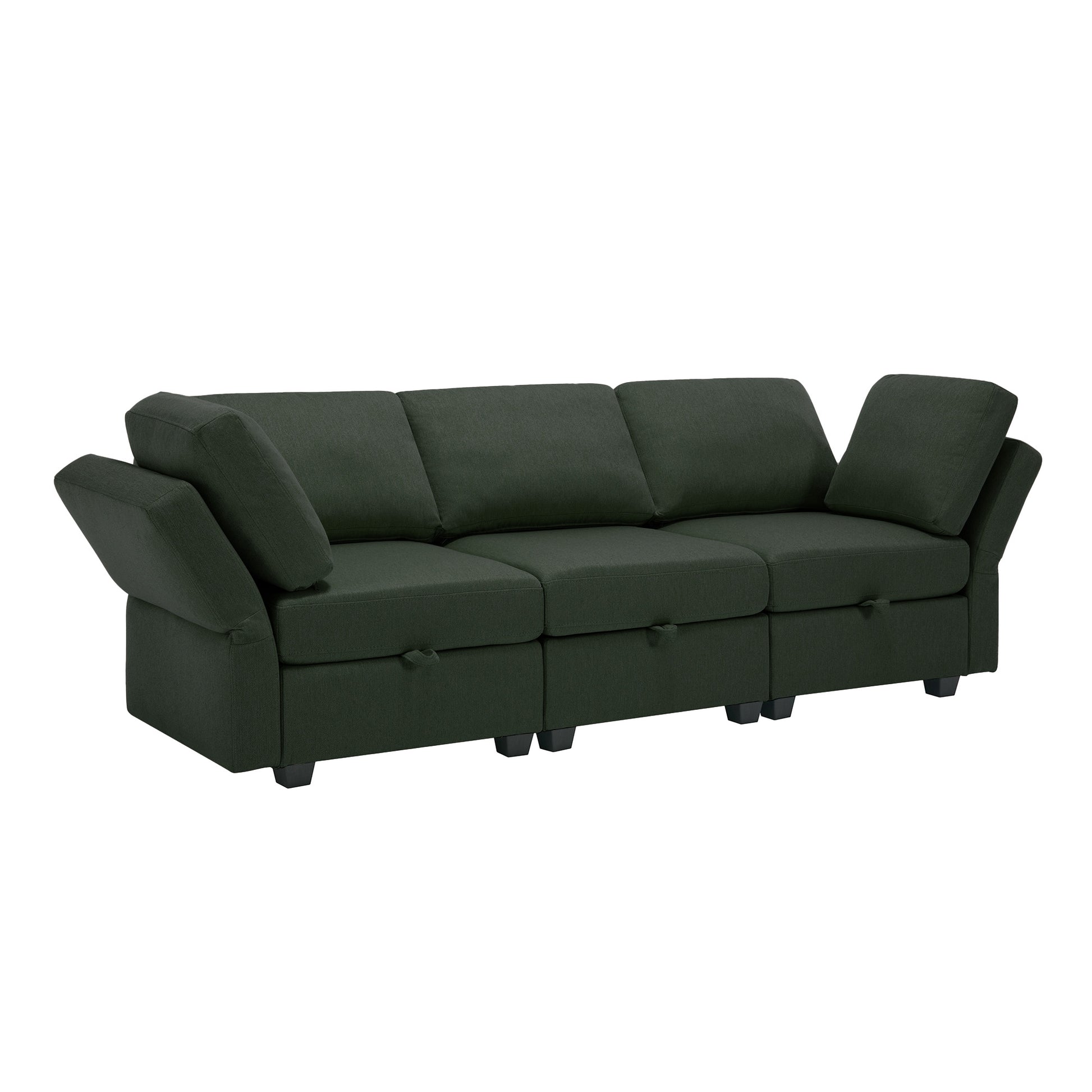Living Room Furniture 7 Piece Set Including One 3 Seater Sofa And Two 2 Loveseatsadjustable Arms And Backs Comforty Sofas & Couches With Comfy Seat And Arm Cushions Green Green Polyester 7 Seat