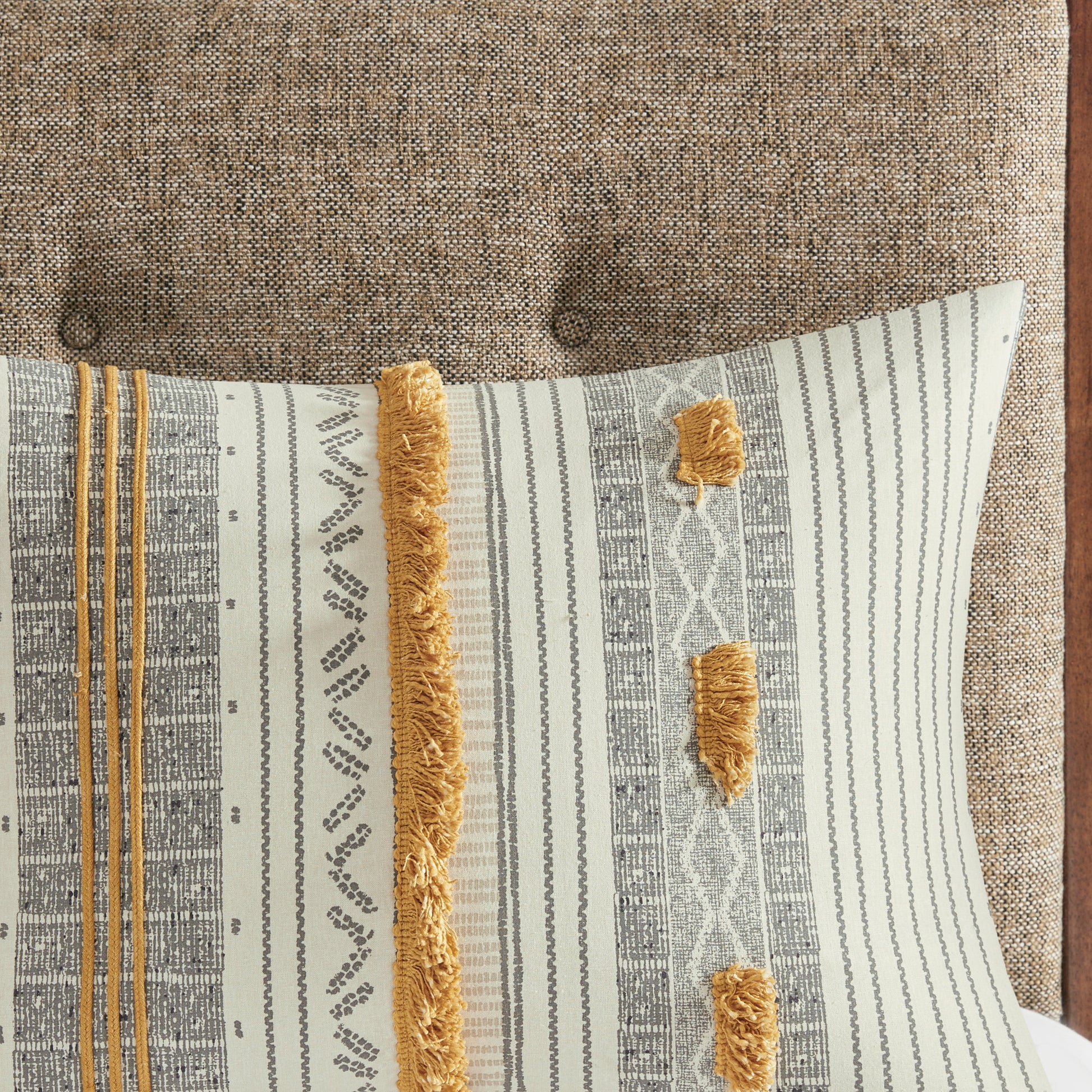 3 Piece Cotton Comforter Set Gray Yellow King Cal King King Gray Yellow Cotton