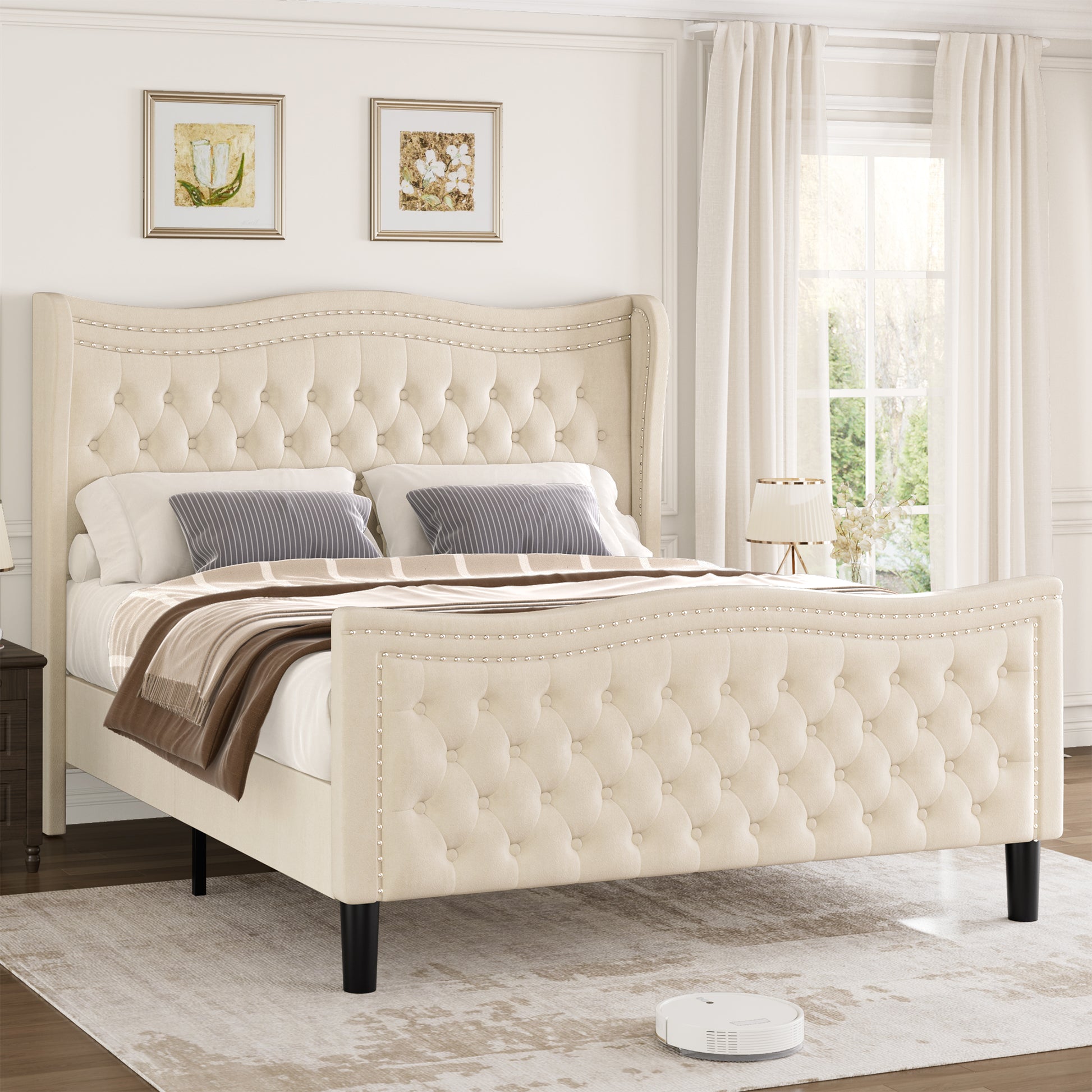 Lift Up Velvet Beige Queen Size Bed Box Spring Not Required Queen Beige Wood Light Brown Bedroom American Design Poplar Slat Beds Foam Velvet Upholstered