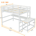 Full Loft Bed With Built In Desk, Ladder Platform, Ladders, Guardrails,White Full White Bedroom American Design Pine