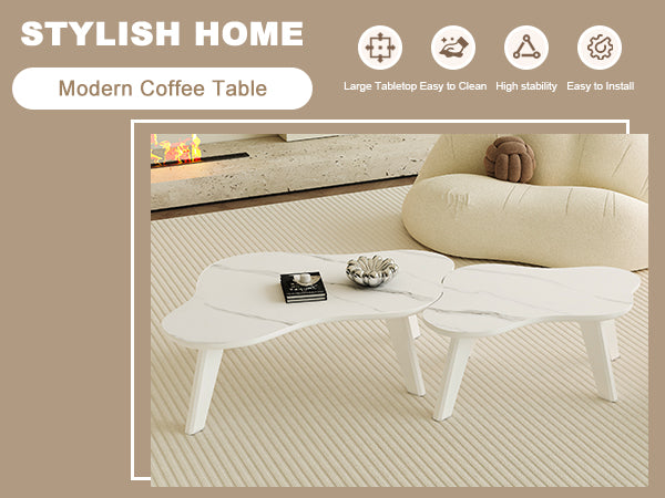 Modern Minimalist White Table Top. Cloud Shape Gives You A Experience, Computer Desk. The Game Table. Suitable For Dining And Living Rooms. White Mdf