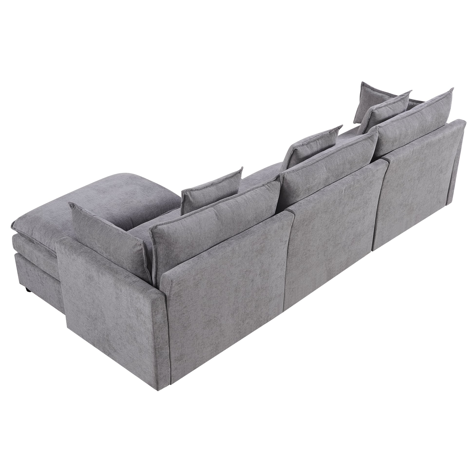 108.66"Modern Chenille L Shaped Sectional Sofa With Convertible Chaise, Comfy Cloud Couch Deep Sectional Sofa With Ottomans For Living Room Light Gray Wood Foam Chenille 3 Seat