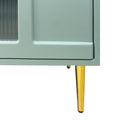 Accent Cabinet Lacquered Wooden Cabinet With 4 Glass Doors Sideboard Buffet Server Cabinet Storage Cabinet, For Living Room, Entryway, Hallway, Office, Kitchen And Dining Room, Mint Green Lacquered