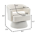 Swivel Barrel Chair, Velvet Accent Armchair 360 Degree Swivel Club Chair For Living Room Bedroom Reception Room White Foam Velvet