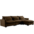 Corduroy Sectional Sofa, L Shaped Couch With Storage Footstool And 3 Pillow, Sectional Couch For Living Room Apartment, Brown Brown Corduroy 3 Seat