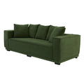 88.97'' Mid Century Modern Upholstered Sofa With 5 Matching Toss Pillows, Including Bottom Frame,Comfy Couches For Living Room, Bedroom, Apartment And Office.Green. Green Corduroy 3 Seat