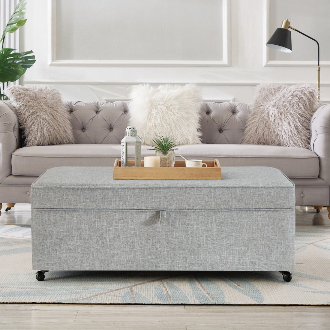 Modern Large Comfort Sofa Ottoman With Storage, Modular Sectional Storage Ottoman With Wheels For Living Room,Lounge Ottoman, Couch Storage Ottoman,Large Storage Ottoman Bench Gray Gray Primary Living Space American Design,Contemporary,Luxury,Mid Century