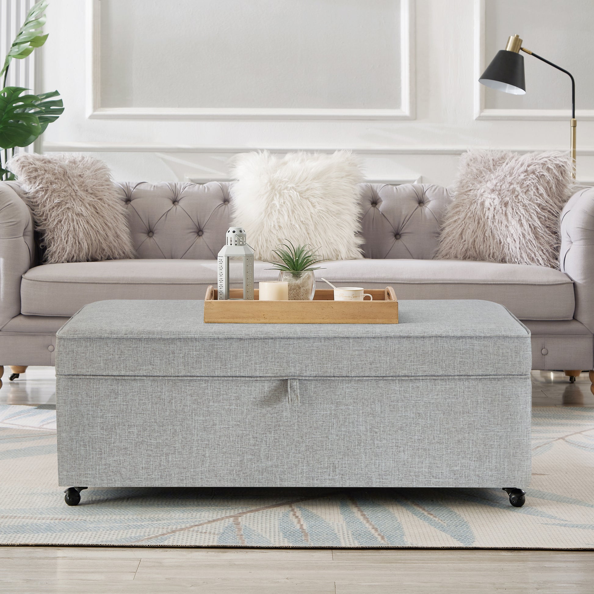 Modern Large Comfort Sofa Ottoman With Storage, Modular Sectional Storage Ottoman With Wheels For Living Room,Lounge Ottoman, Couch Storage Ottoman,Large Storage Ottoman Bench Gray Gray Primary Living Space American Design,Contemporary,Luxury,Mid Century