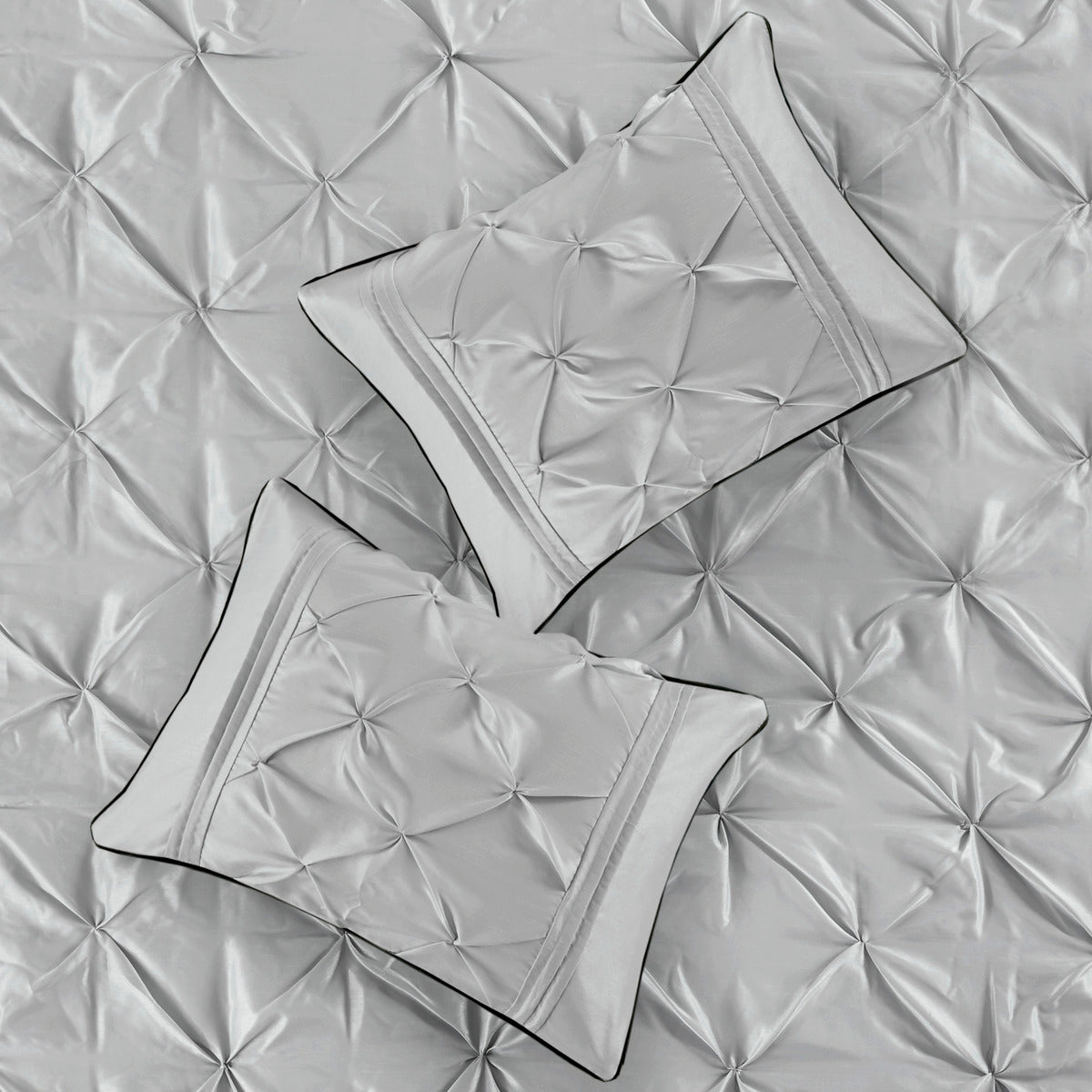 7 Piece Tufted Comforter Set Grey Full Full Grey Polyester
