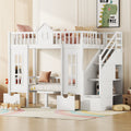Twin Over Twin Bunk Bed With Changeable Table, Bunk Bed Turn Into Upper Bed And Down Desk White Twin White Solid Wood