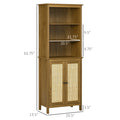 Homcom Bookcase With Cabinet And Open Shelves, Tall Bookshelf, Walnut Walnut Brown Particle Board