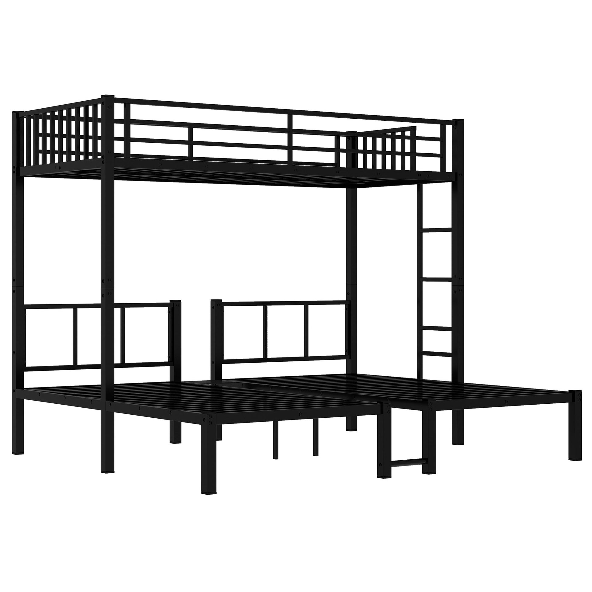 Twin Over Twin & Twin Bunk Beds For 3, Twin Xl Over Twin & Twin Bunk Bed Metal Triple Bunk Bed, Black Twin Black Metal