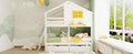 Twin Over Twin Bunk Bed With 2 Drawers, 1 Storage Box, 1 Shelf, Window And Roof White Old Sku:Lt001608Aak Twin White Solid Wood