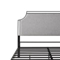 Traditional Upholstered Metal Queen Bedframe Grey Queen Gray Polyurethane Foam Steel