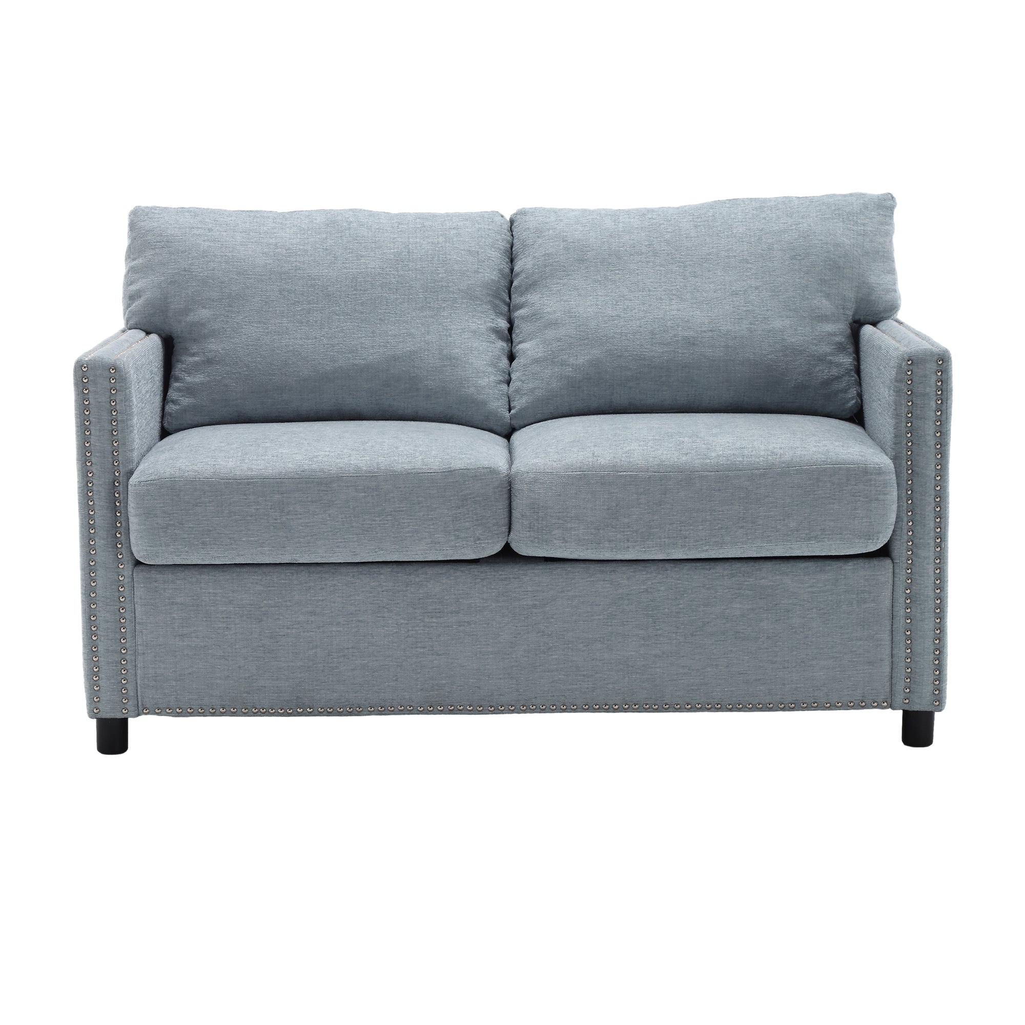 United Modern Chenille Fabric Loveseat, 2 Seat Upholstered Loveseat Sofa Modern Couch Teal Blue Chenille 2 Seat