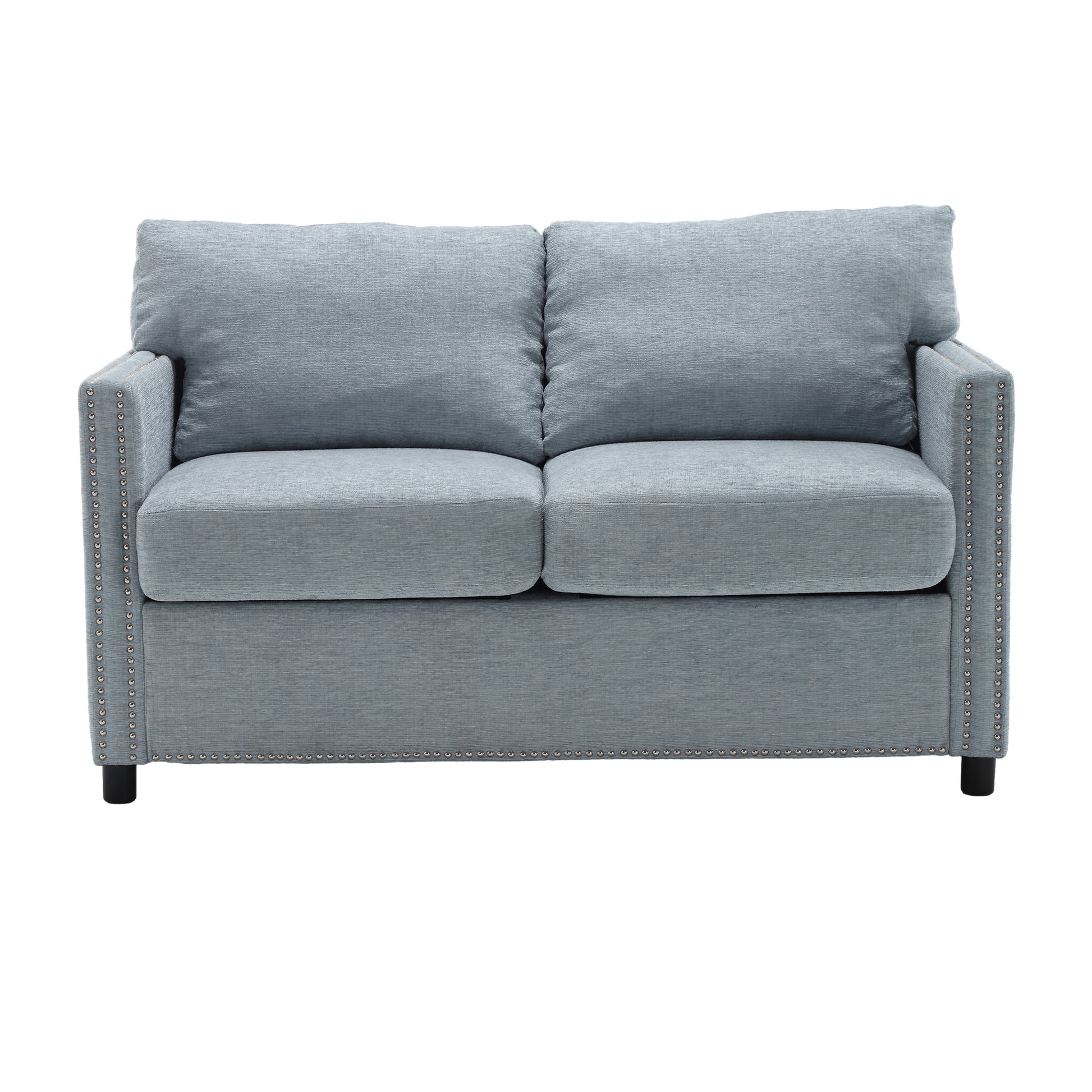 United Modern Chenille Fabric Loveseat, 2 Seat Upholstered Loveseat Sofa Modern Couch Teal Blue Chenille 2 Seat