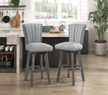 Gray Finish Set Of 2 Pub Height Chairs Swivel Seat Tufted Fabric Upholstered Solid Wood Dining Furniture Transitional Style Gray Dining Room Transitional Solid Wood