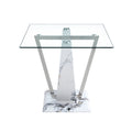 A Modern And Simple Rectangular Glass Table, Equipped With A 0.39 Inch Tempered Glass Table And Medium Density Board Legs, And Stainless Steel Support Shelves. Used In The Kitchen, Dining Room F 907 White Glass