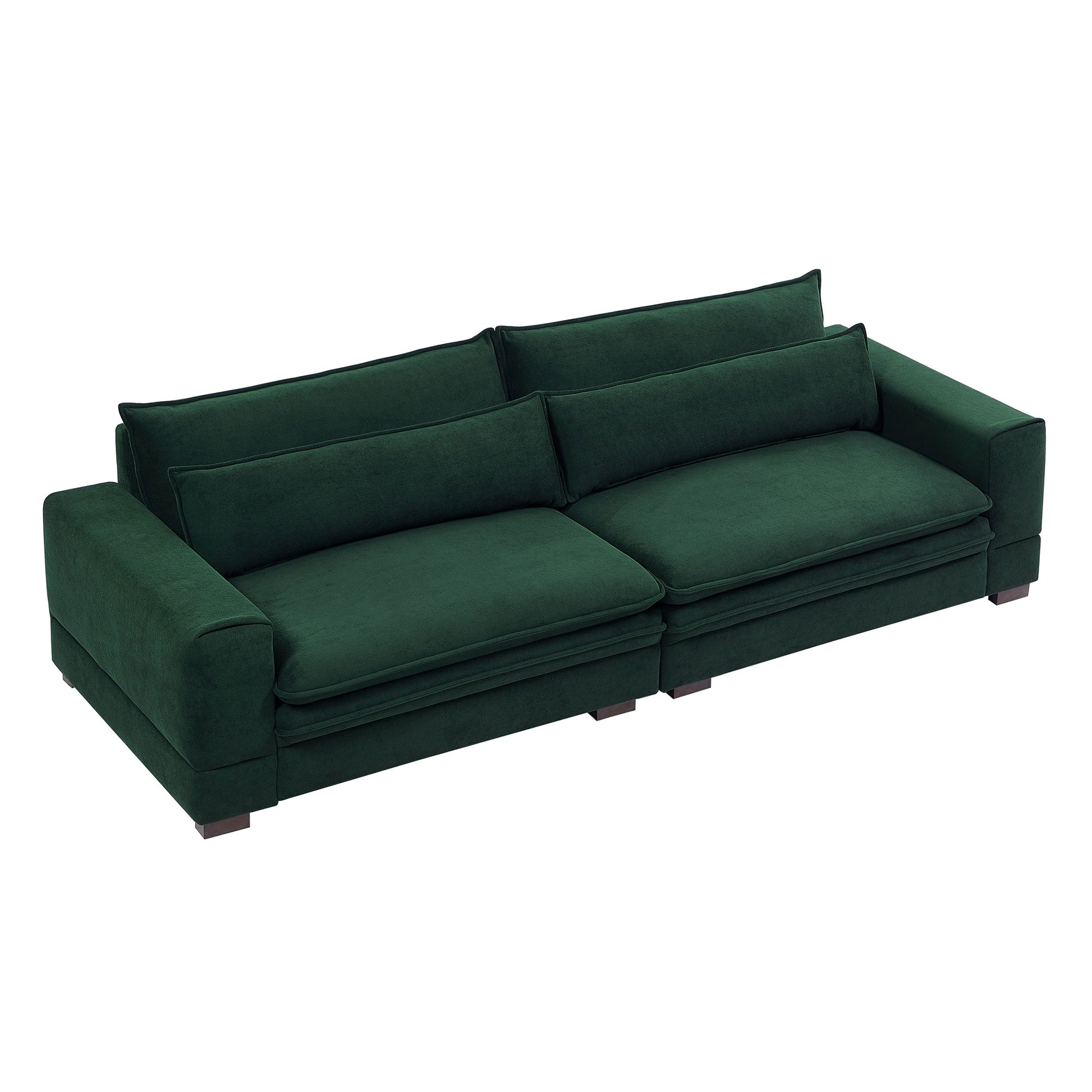 104.72'' Mid Century Sofa Couch Modern Upholstered Couch For Livingroom,Bedroom, Apartment, Home Office Green Green Fabric 4 Seat