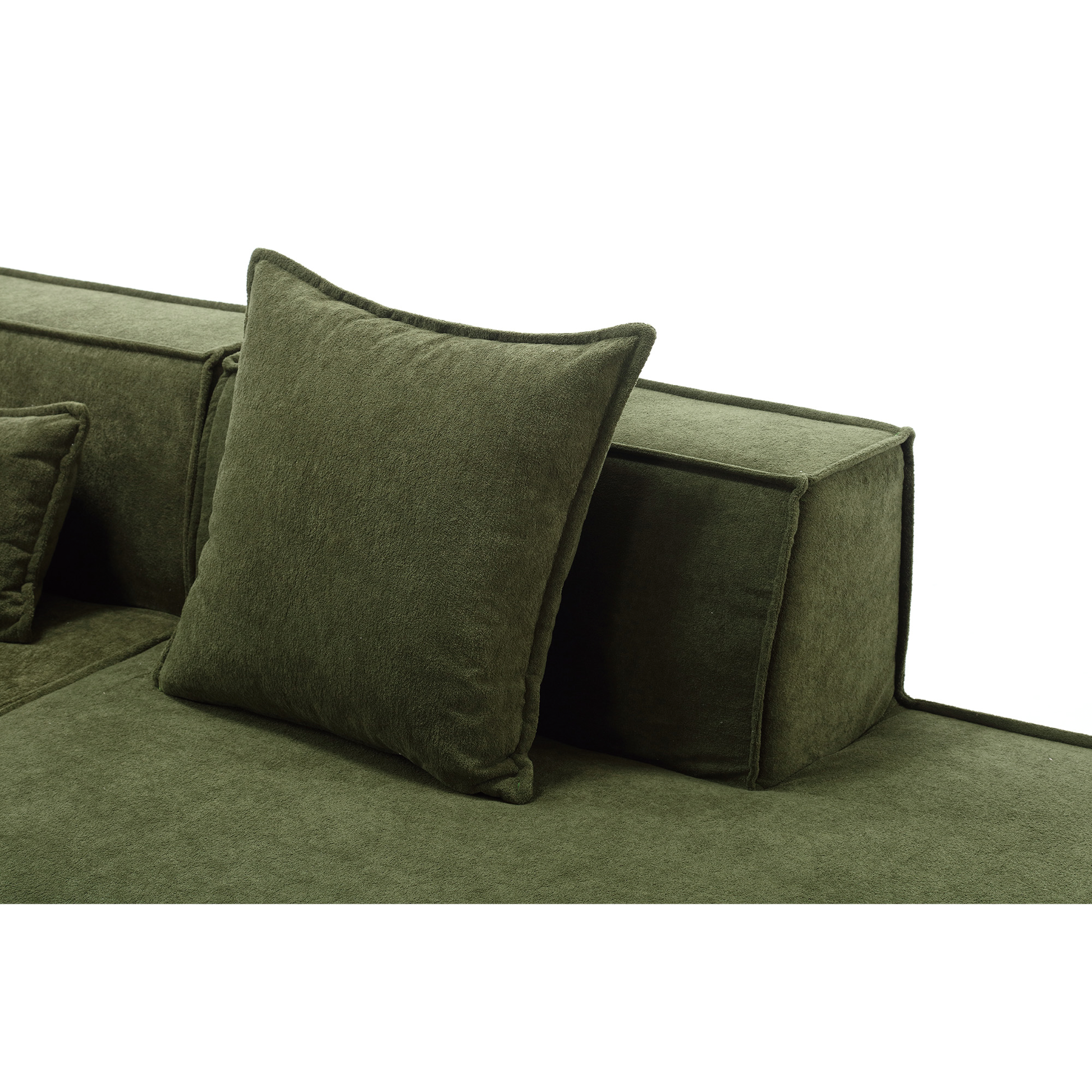 Modular Combination Living Room Sofa Set, Modern Minimalist Sofa, Free Installation Sofa, L Shaped, Italian Minimalist Tofu Block Sofa, Left Hand Facing,Terrycloth Fabric ,Green Green Polyester Primary Living Space Soft Modern Polyester 3 Seat
