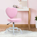 Homcom Heart Beautiful Shaped Back Design Office Chair With Adjustable Height And 360 Swivel Castor Wheels, Pink Pink Linen