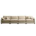 Corduroy Sofa,Modern Upholstered 4 Seater Corduroy Fabric Sofa,Office Living Room Apartment Comfortable Sofa, Easy To Assemble With 2 Arm Pillows And 4 Throw Pillows Tan Corduroy 4 Seat