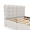Full Size Upholstered Platform Bed With Support Legs,Beige Beige Upholstered