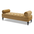 Lewis Bolster Arm Entryway Bench, Gold Velvet Yellow Foam Velvet