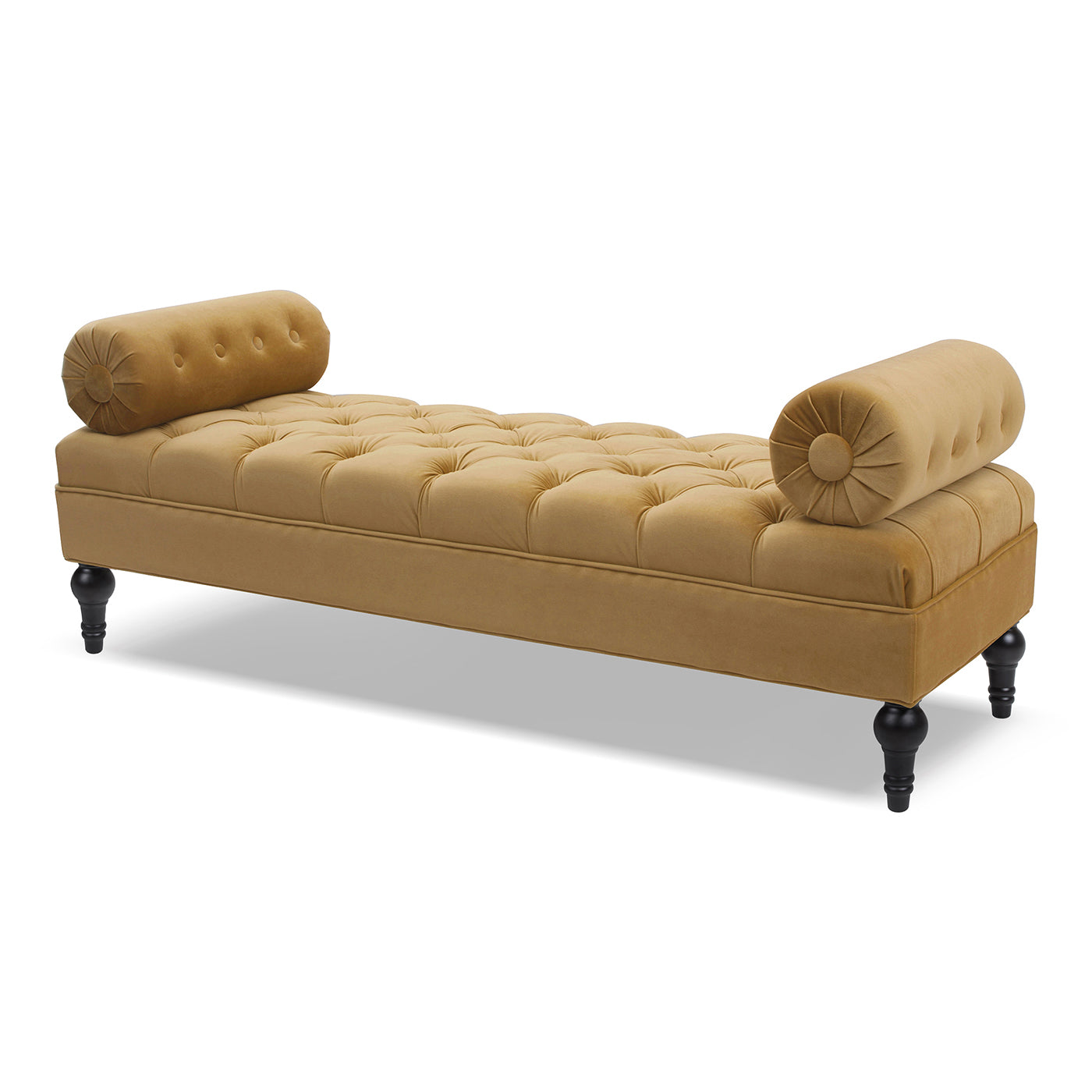 Lewis Bolster Arm Entryway Bench, Gold Velvet Yellow Foam Velvet