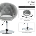 Homcom Modern Makeup Vanity Chair Round Tufted Swivel Accent Chair With Chrome Frame Height Adjustable For Living Room, Bedroom Gray Gray Polyester