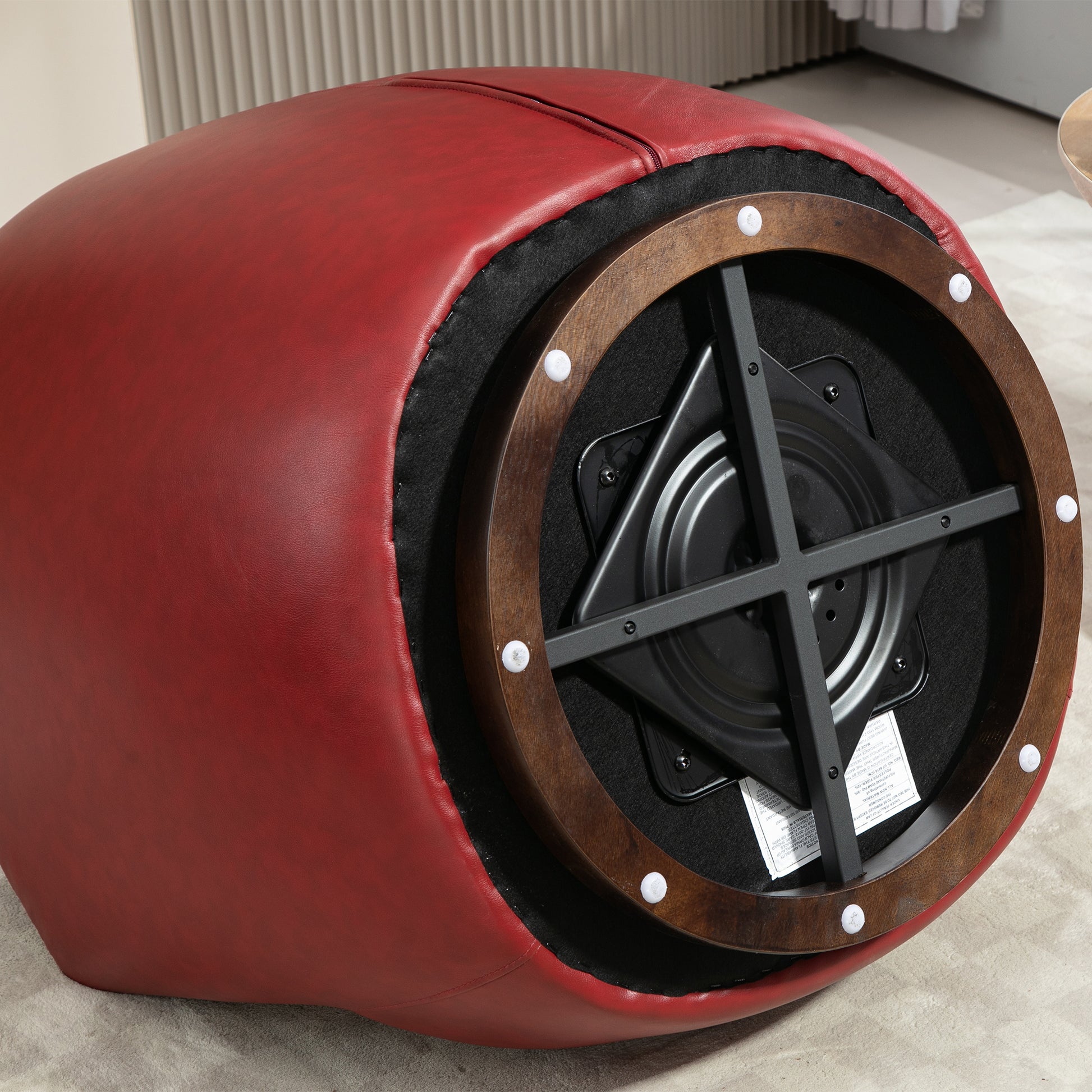 Upholstered Swivel Barrel Armchair With Storage Modern Living Room Side Chair For Bedroom Office Reading Spaces Pu Red Red Foam Upholstered