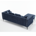 Arrived L Shaped Sectional Sofaconvertible Storage Ottoman,Chenille ,Square Arm, Modern Tufted Couch ,3 Seater, And Nailhead,Blue Blue Polyester Wood Primary Living Space Medium Soft Tufted Back Modern Square Arms Metal & Wood 4 Seat
