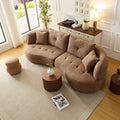 Wks7C Camel Color Combo Sofa With Detachable Pillows, Durable Fabric, Solid Wood Frame Camel Casual Fabric 4 Seat