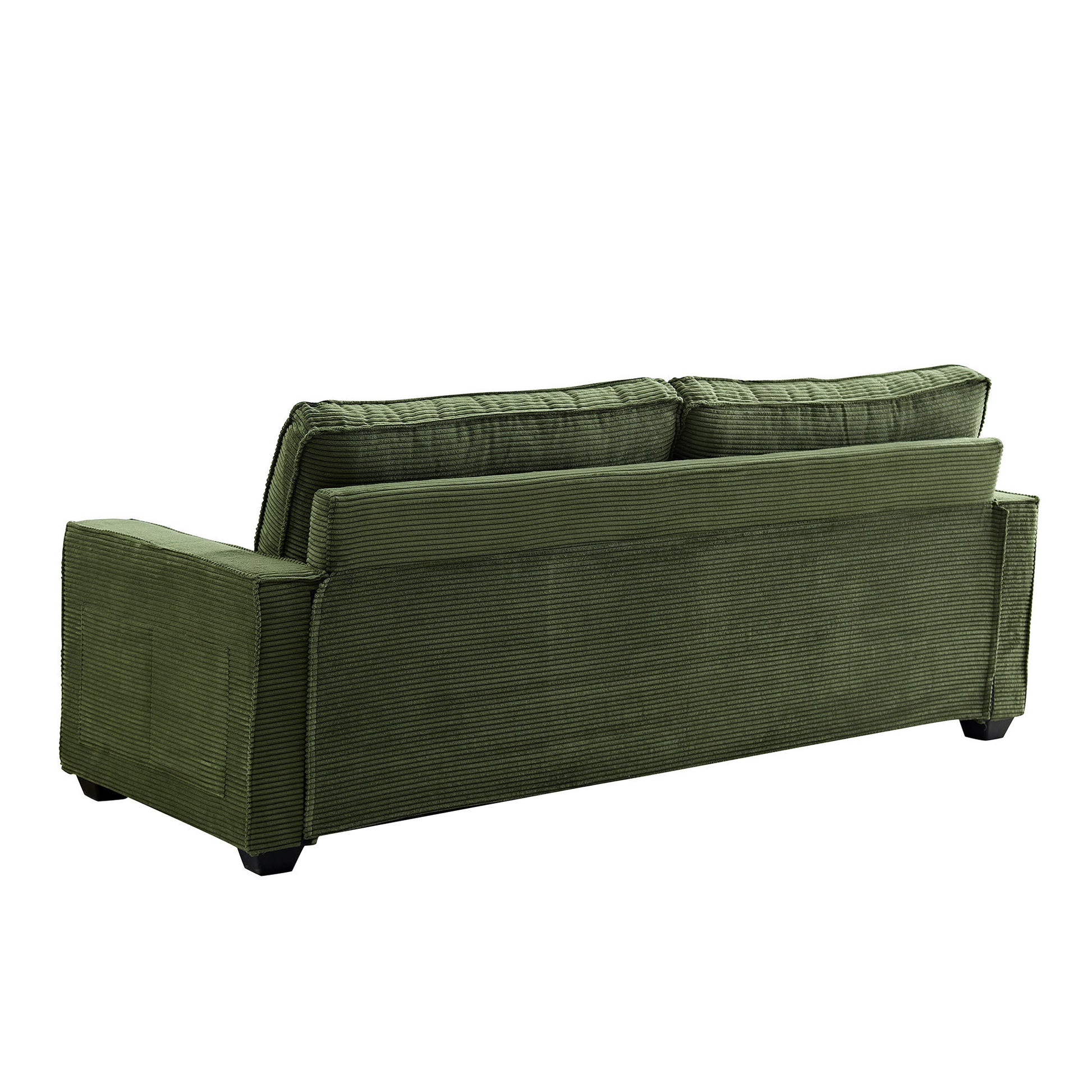Corduroy Sofa, 87.4 Inch Modern Design Sofa With Cup Holder And Storage Bags, Deep Seat Sofa Couch,Comfy Couch For Living Room,Apartment,Green Green Corduroy 3 Seat