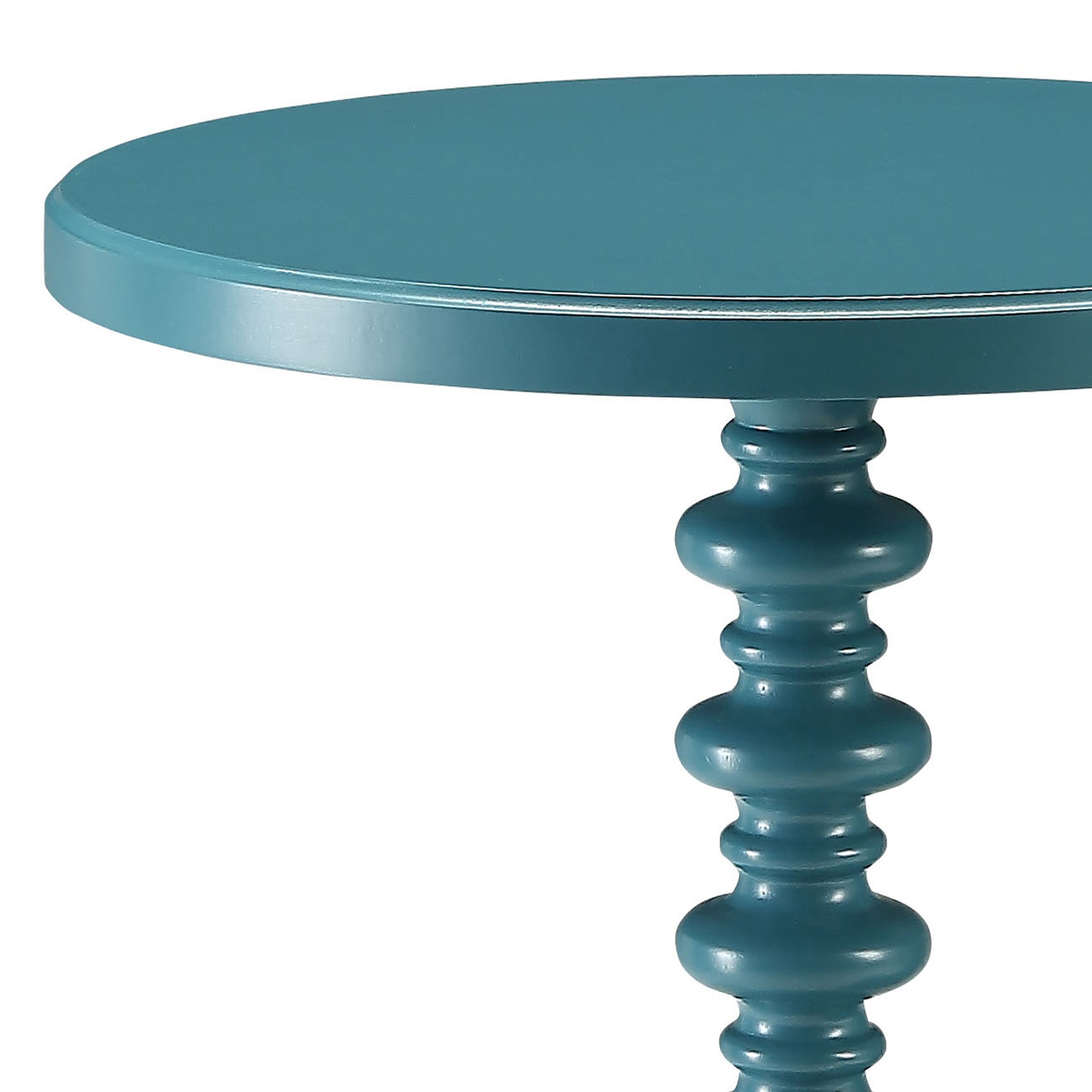 Teal Round Wooden Side Table Teal Primary Living Space Round Wood Pedestal