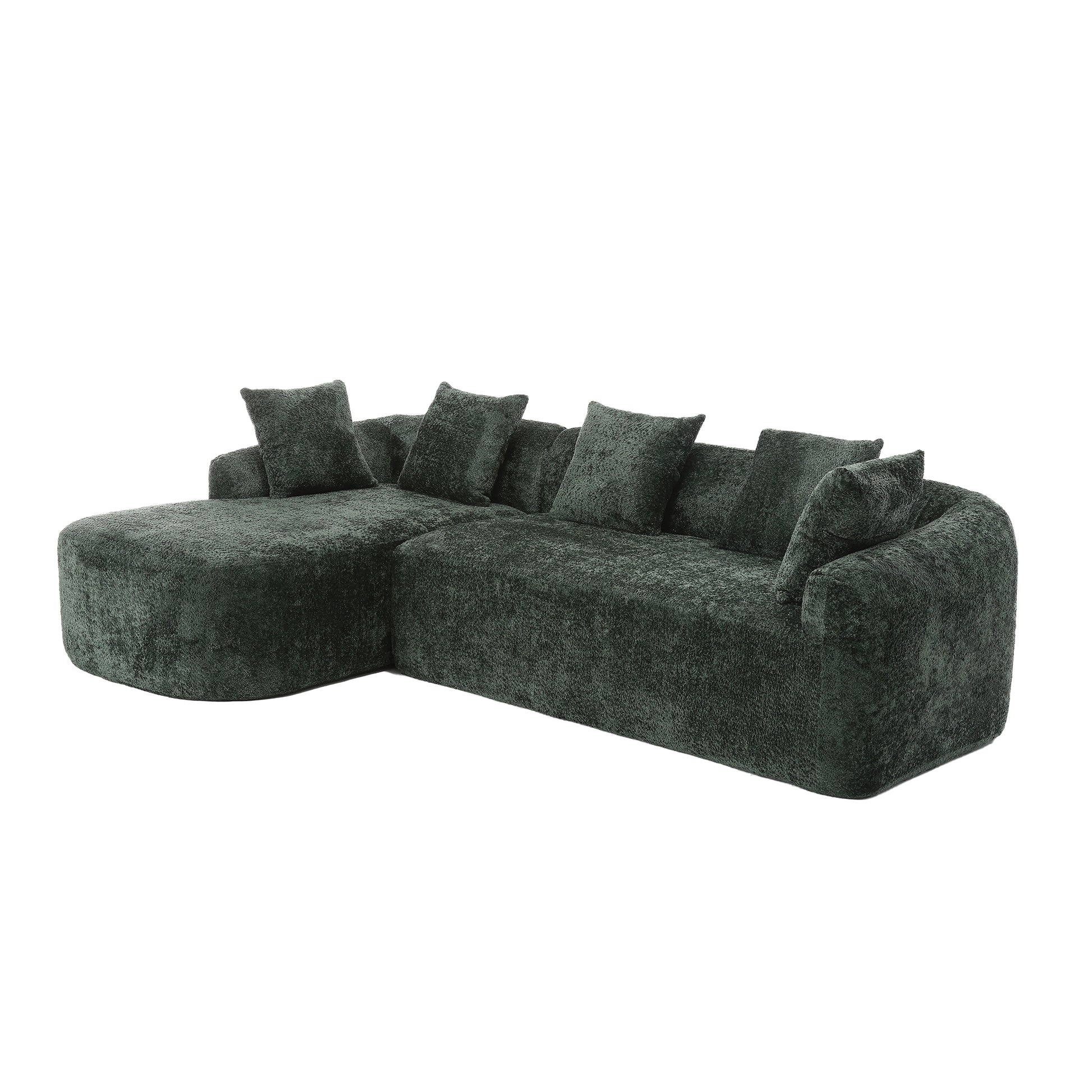 Coolmore Boucle Sofa 3 Seater For Living Room Oversized Comfy Sofa L Shape Sofa Couch With Chaise Home Furniture Sleeper Sectional Sofa For Apartment, Office Left Hand Facing Green Green Primary Living Space Foam Boucle 3 Seat