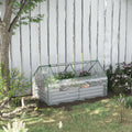 Outsunny 6' X 3' Galvanized Raised Garden Bed With Mini Pvc Greenhouse Cover, Outdoor Metal Planter Box With 2 Roll Up Windows For Growing Flowers, Fruits, Vegetables And Herbs, Light Gray Light Grey Plastic