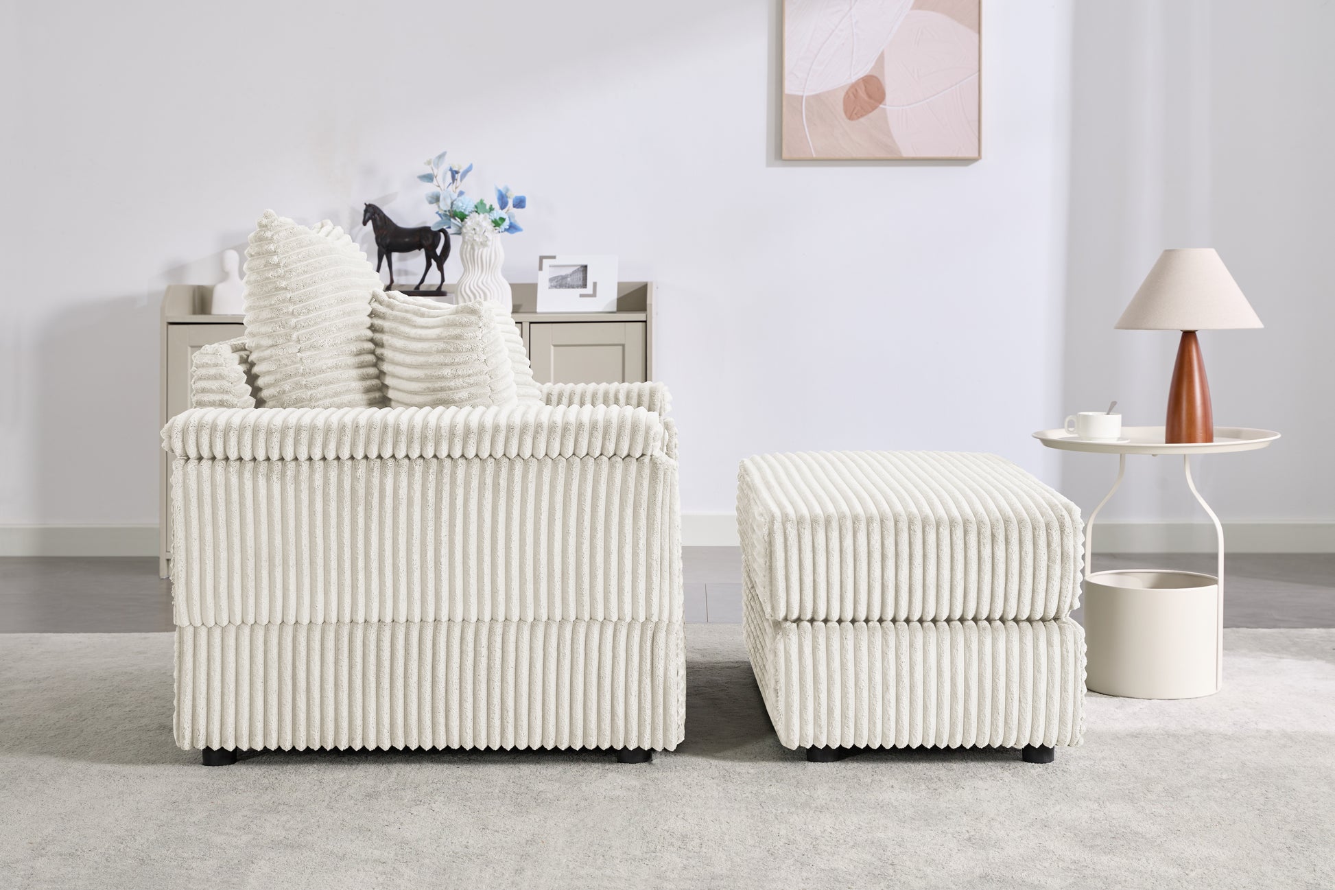 Seat Beige Beige Foam Corduroy 1 Seat