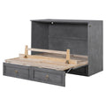 Full Size Murphy Bed With Large Drawers,Gray Full Gray Plywood