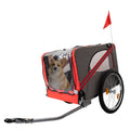 Outdoor Heavy Duty Foldable Utility Pet Stroller Dog Carriers Bicycle Trailer Grey Red Fabric Steel