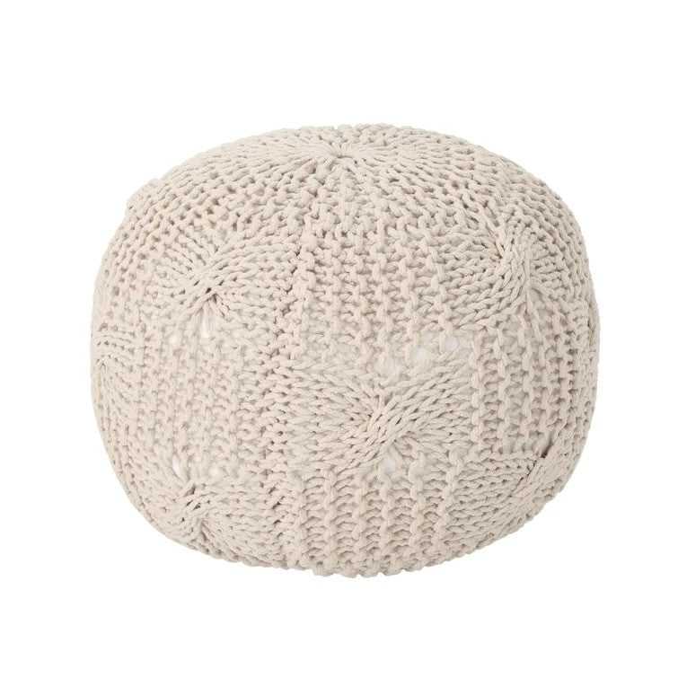 Knited Pouf Beige Cotton