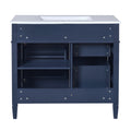 36'' Bathroom Vanity With Top Sink, Modern Bathroom Storage Cabinet With 2 Drawers And A Tip Out Drawer, Single Sink Bathroom Vanity Blue Bathroom Solid Wood Mdf Ceramic,Solid Wood Mdf
