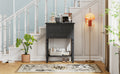 Narrow Console Table, Slim Sofa Table With Three Storage Drawers And Bottom Shelf Black Black Solid Wood Mdf