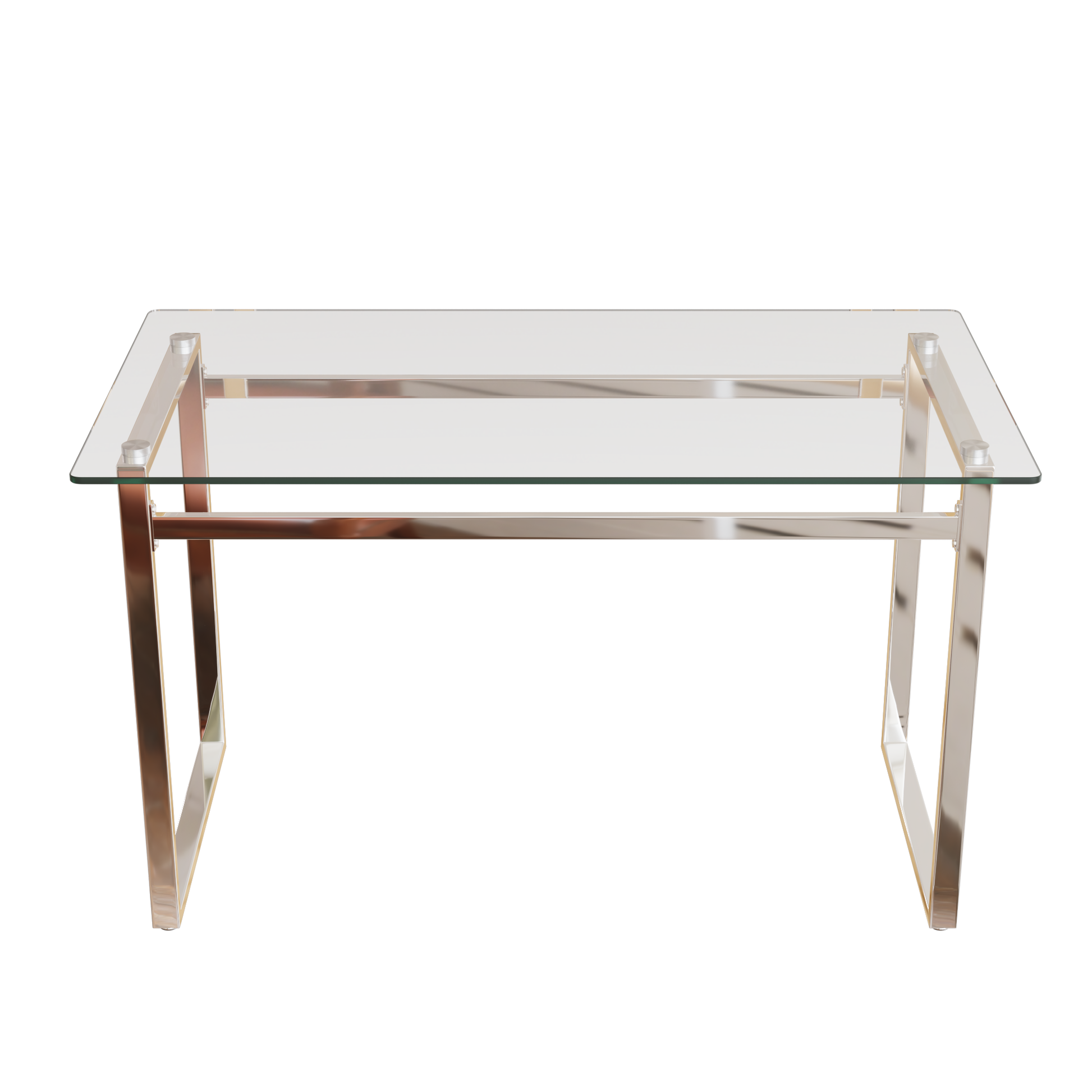 Modern Minimalist Rectangular Glass Dining Table For 4 6 With 0.31" Tempered Glass Tabletop And Silver Chrome Metal Legs, Writing Table Desk, For Kitchen Dining Living Room, 51" W X 27"D X 30" H Transparent Glass Glass