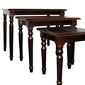 3 Piece Wooden Nesting Table Set, Dark Cherry Finish Cherry Wood